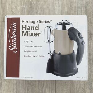 New Sunbeam Heritage Series 6-Speed Hand Mixer with Stand Model FPSBHM560B